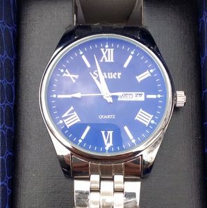 Stauer 35713 Midnight Stainless Steel Men's Watch Blue Dial 44mm brand new